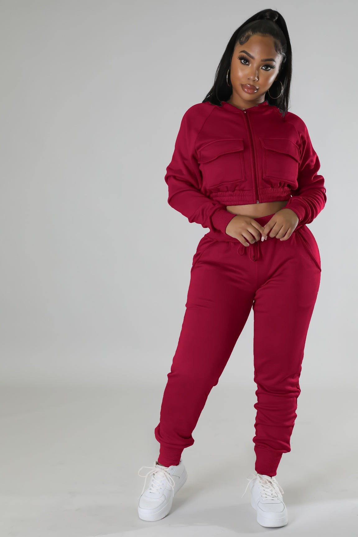 AMINA TOP & PANTS SET - BURGUNDY