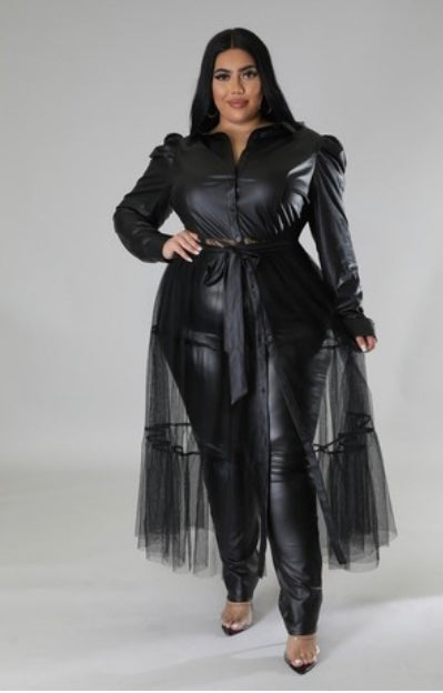 RACHAEL FAUX LEATHER TOP - PLUS