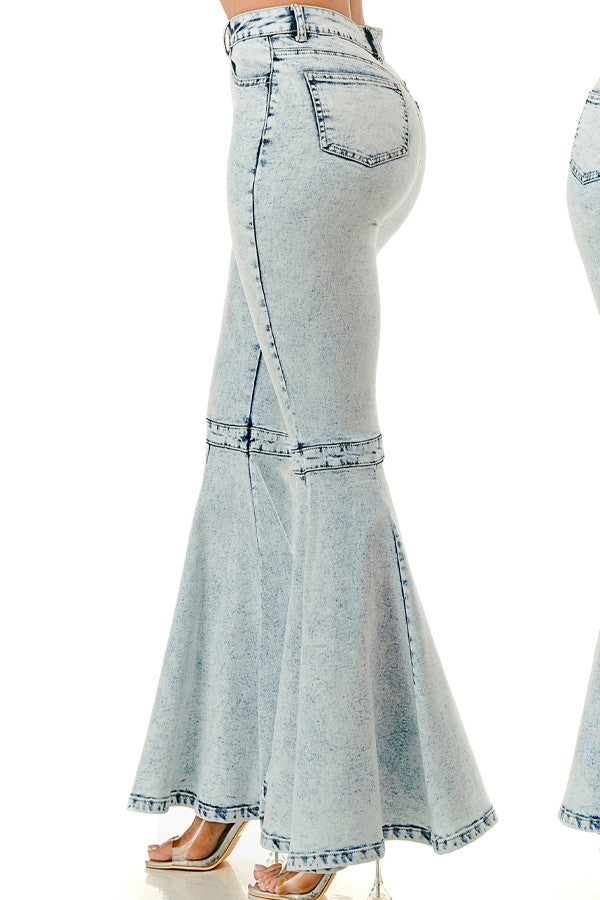 Retro Acid Wash Bell Bottom Bottoms