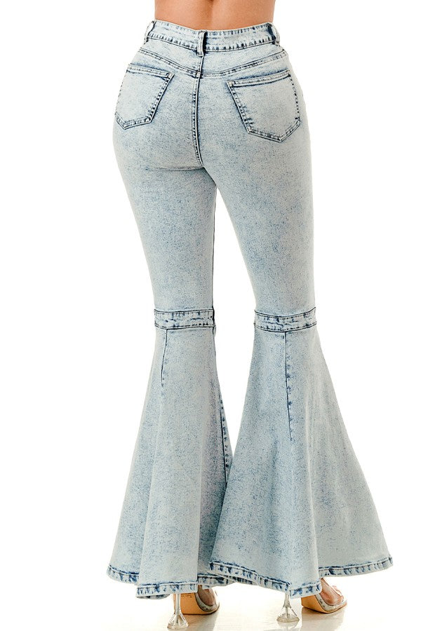 Retro Acid Wash Bell Bottom Bottoms