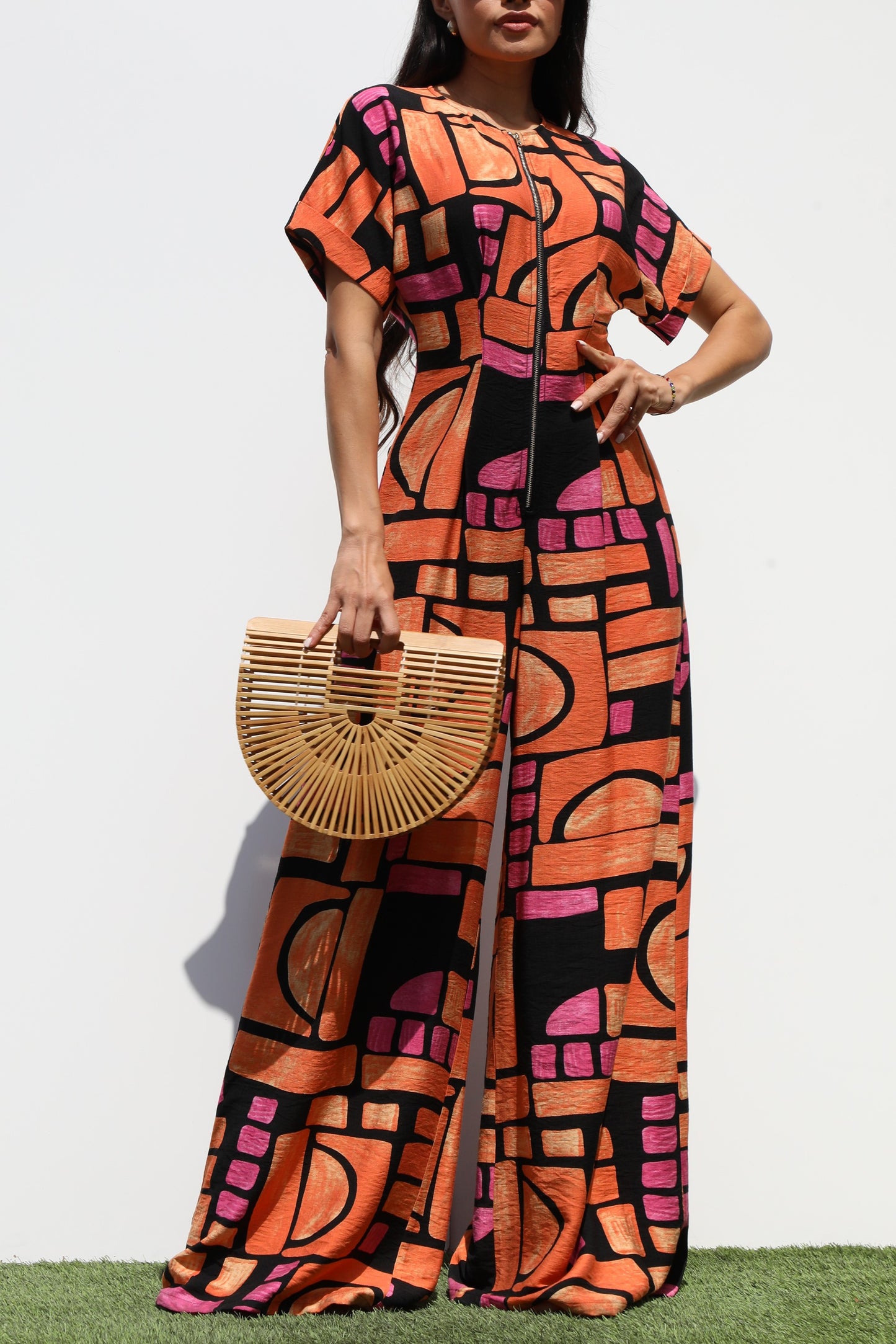 Urban Mosaic Zip Jumpsuit