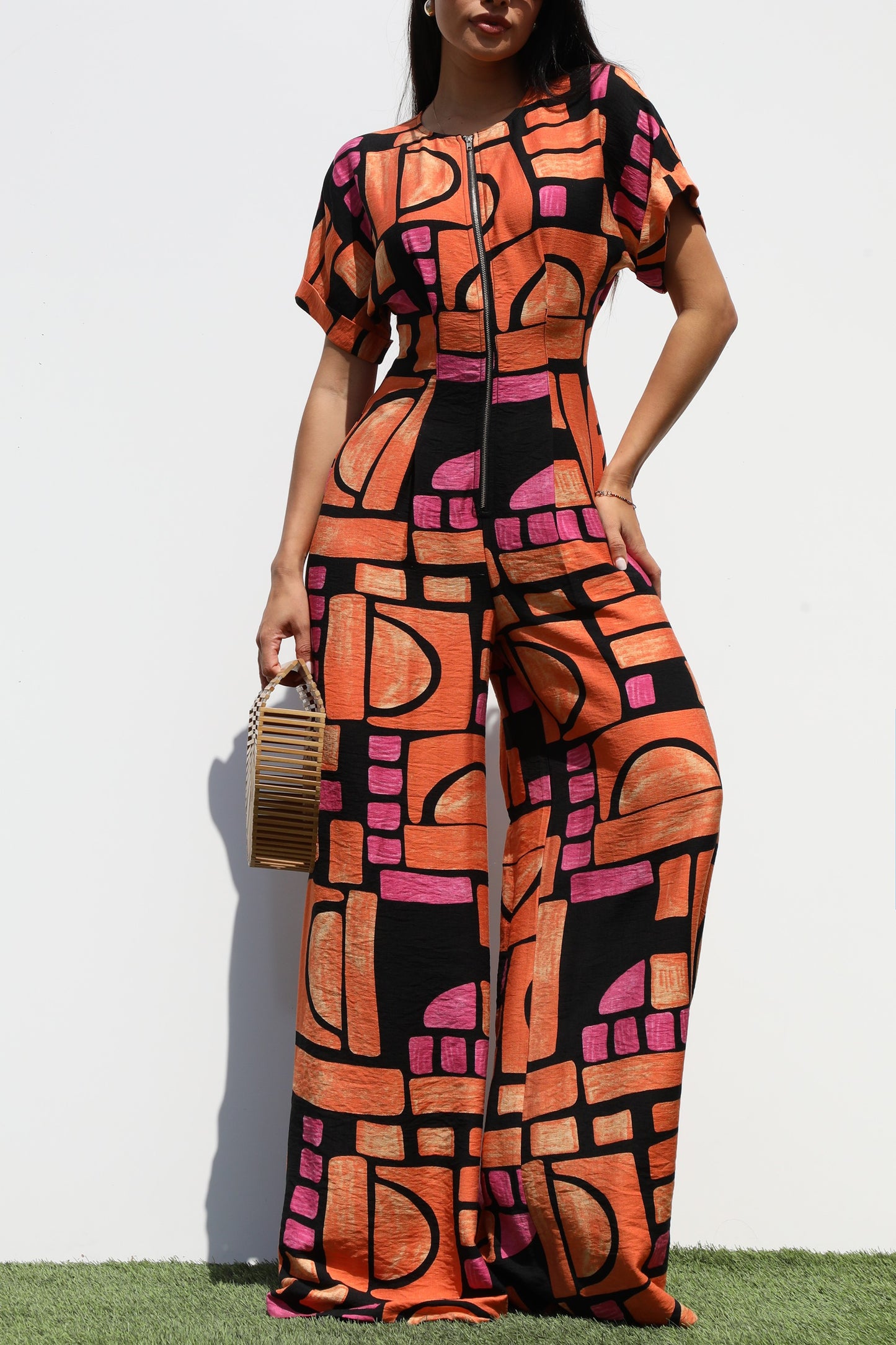 Urban Mosaic Zip Jumpsuit