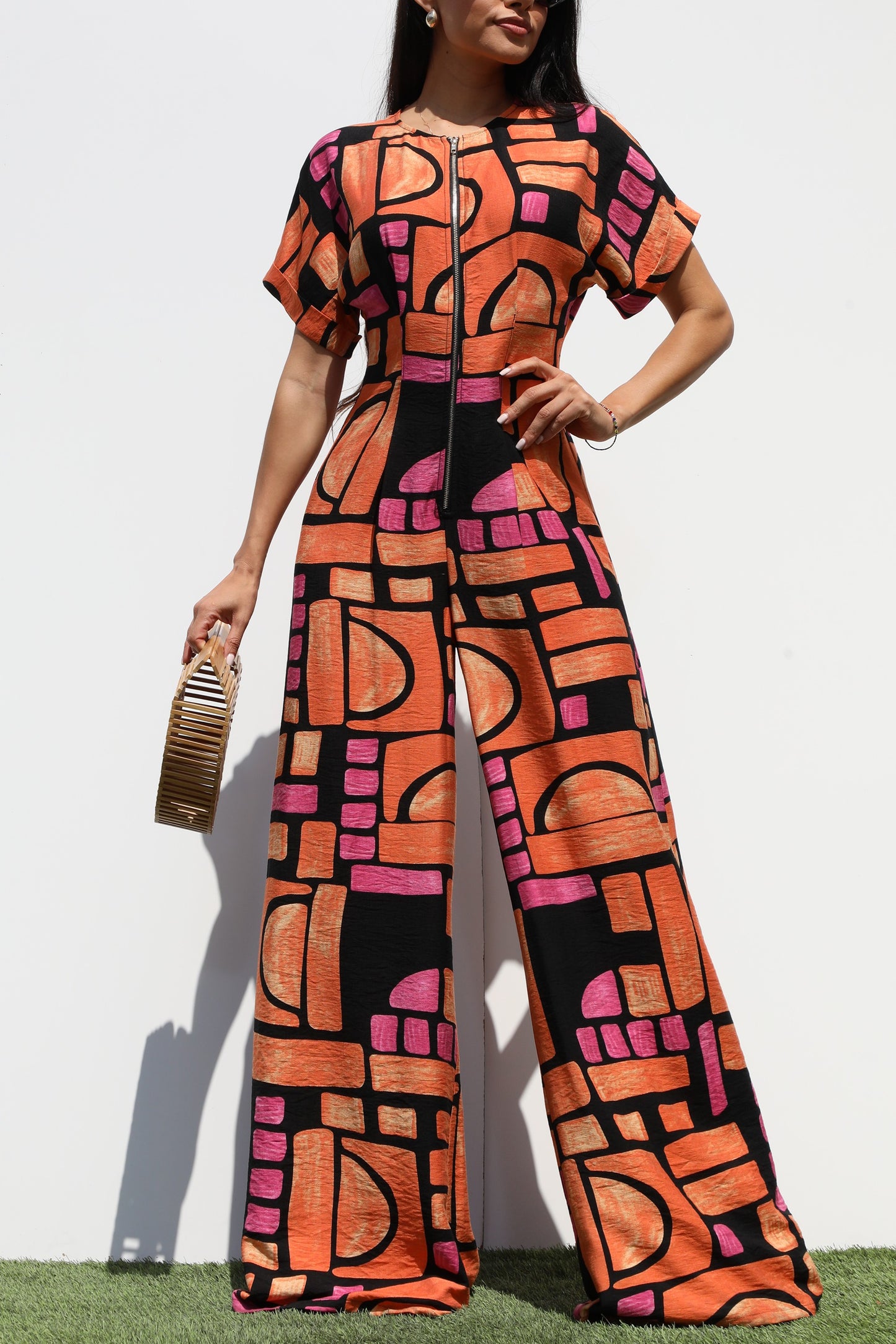 Urban Mosaic Zip Jumpsuit