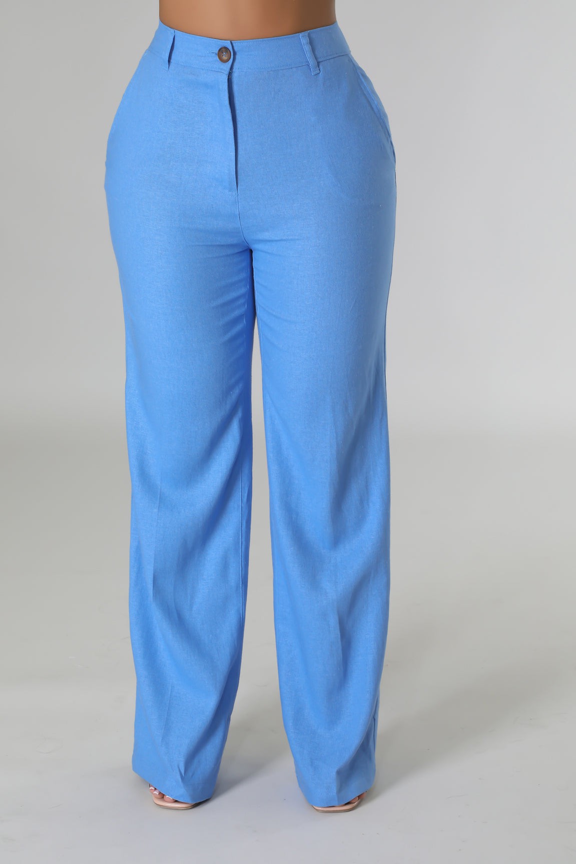 RAINEY LINEN WIDE LEG PANTS - BLUE