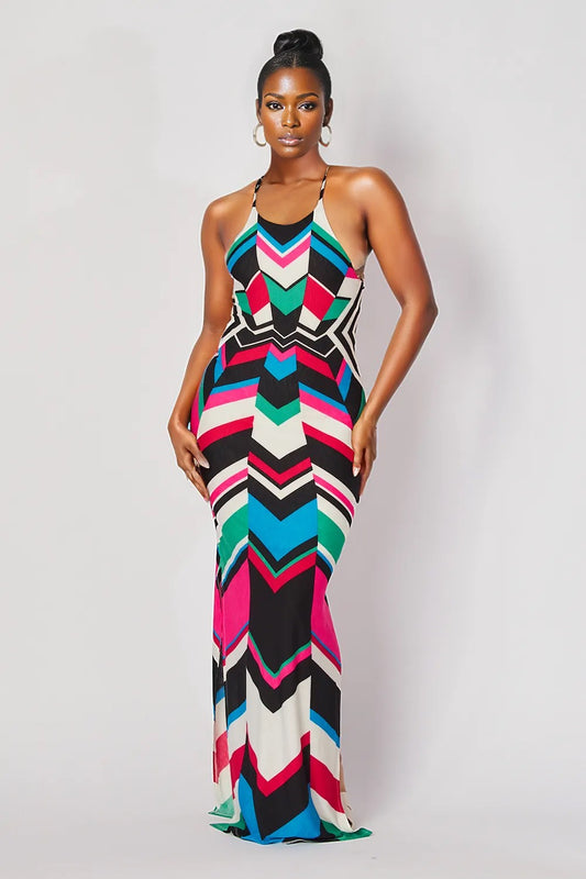 GLORIA GEOMETRICAL MAXI DRESS