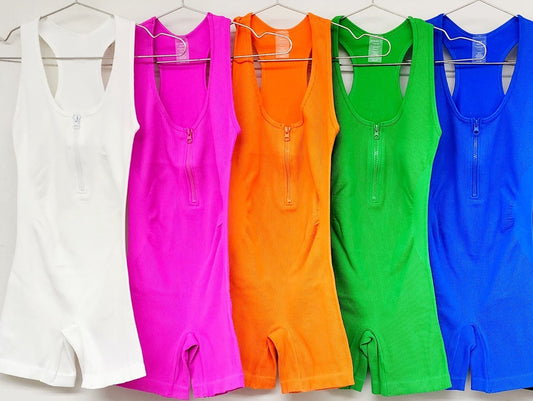 STORMIE HALF ZIP RIB TANK ROMPER