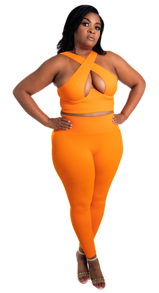 CONJUNTO POLLY COSTILLA GRUESA - NARANJA
